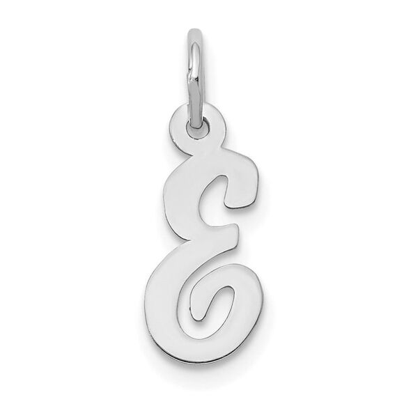 10k White Gold Small Script Initial E Charm - Picture 1 of 2